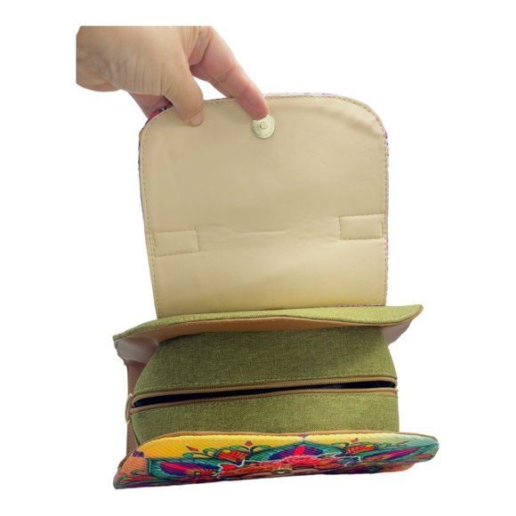 Artisan Made Frida Kahlo Canvas Faux Leather Tote Backpack From Coyoacan Mexico - Picture 3 of 14